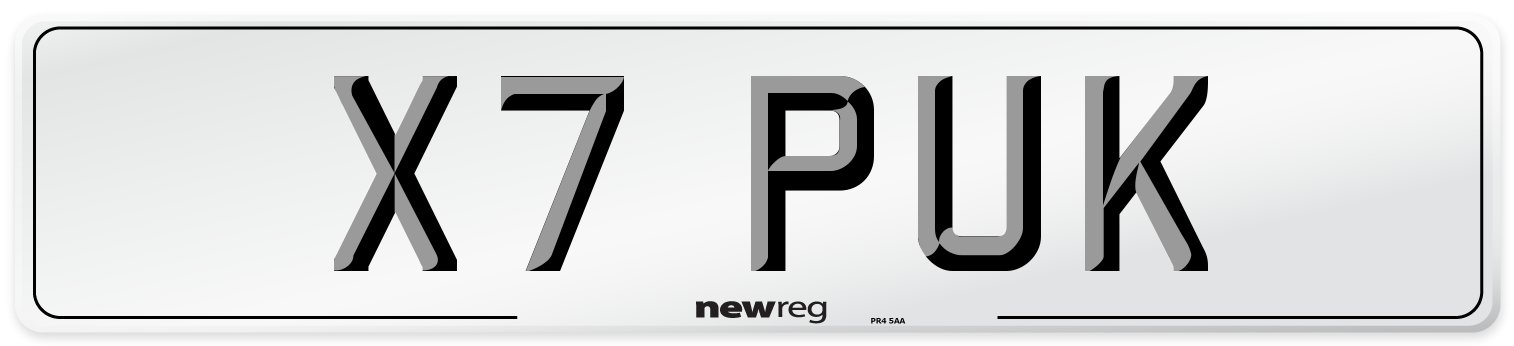 X7 PUK Number Plate from New Reg